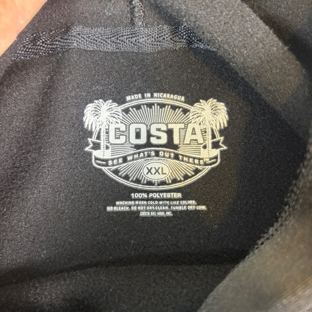 Costa Del Mar Mens XXL Black Performance Hoodie Teal Logo Born on the Water - Picture 2 of 14